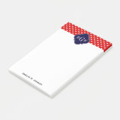 Red White Polka Dot Navy Quatrefoil 3 Monogram Post-it® Notes (Schuin)