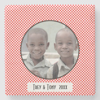 Red White Polka Dot Photo Lijst Stenen Onderzetter