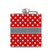 Red White Polka Dots Charcoal Ribbon Monogram Heupfles (Achterkant)