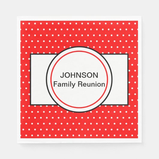 Red White Polka Dots Family Reunion Servet (Voorkant)