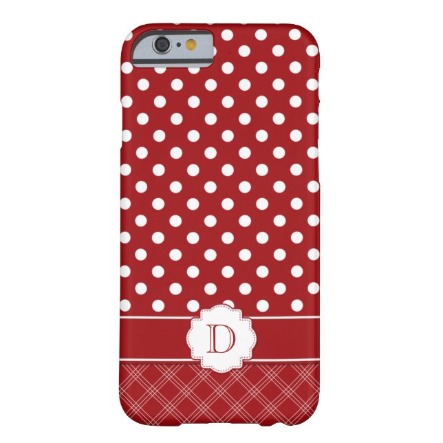 Red White Polka Dots Pset Monogram Case-Mate iPhone Case (Achterkant)