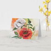 Red White Poppies Carte Saint Valentin (Fleur jaune)