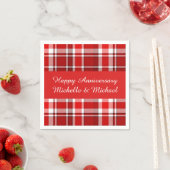 Red White Pset Tartan | Jouw namen toevoegen Servet (Insitu)