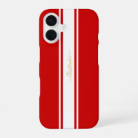 Red White Racing Stripes Gold Monogrammed Stijlvol