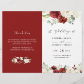 Red White Rose Floral DIY Folded Wedding Programme (Voorkant)