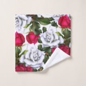 Red & White Roses Shabby Chic Rustic Modern Glam (Gant de toilette)
