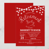 Red White Rustic Retraite Party Invitation (Devant / Derrière)