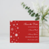Red White Save the Date Winter Wedding Briefkaart (Staand voorkant)