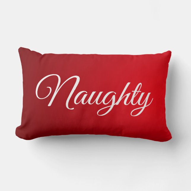 Red White Script Lettering Naughty of Nice Kussen (Voorkant)