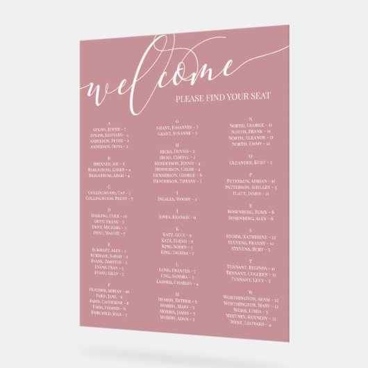 Red White Script Welcome Chart N'importe quel évén (Angle)