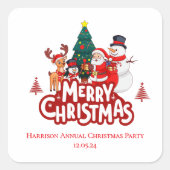 Red & White Simple Merry Christmas Vierkante Sticker (Voorkant)