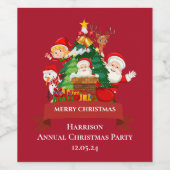 Red & White Simple Merry Christmas Wijn Etiket (Enkel label)