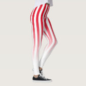 Red White Snoep Stripe Fade Pattern Leggings (Rechts)