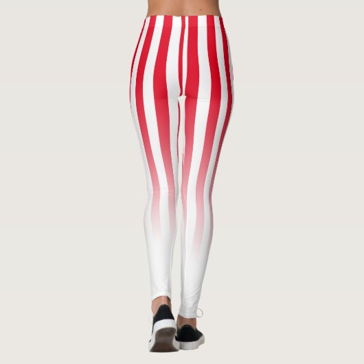 Red White Snoep Stripe Fade Pattern Leggings (Achterkant)