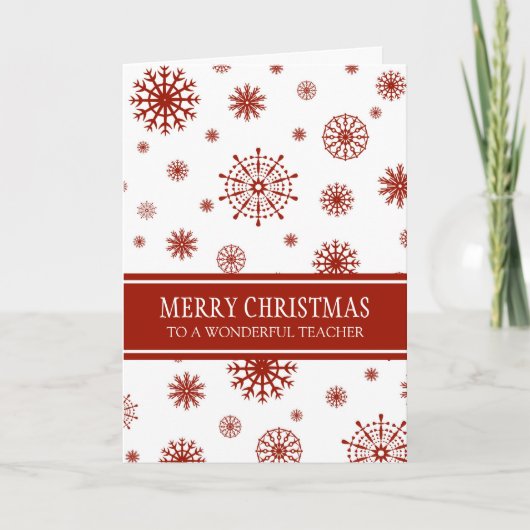 Red White Snow Teacher Vrolijke Kerst Kaart (Voorkant)