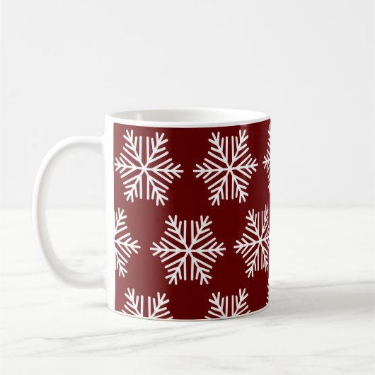 Red White Snowflake Christmas Pattern Coffee Mug  (Gauche)