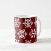 Red White Snowflake Christmas Pattern Coffee Mug  Koffiemok (Voorkant rechts)