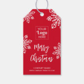 Red White Snowflake Company Logo Vrolijk Kerstfees Cadeaulabel (Voorkant)