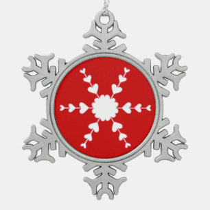 Red White Snowflake Heart Snowflake Ornamke Tin Sneeuwvlok Ornament