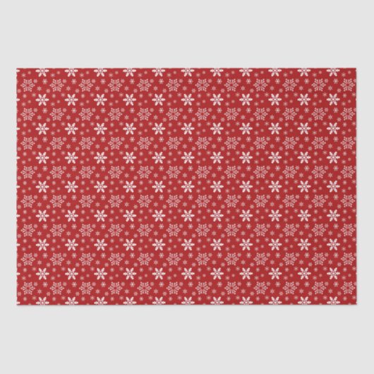 Red White Snowflake Pattern Holiday Kerstmis Tissuepapier (Voorkant)