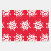 Red White Snowflake Pattern Inpakpapier Vel (Voorkant 3)