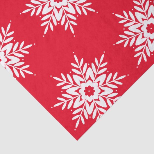Red White Snowflake Pattern Tissuepapier (Detail)