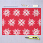 Red White Snowflake Pattern Tissuepapier (Craft)