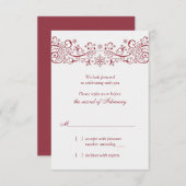 Red White Snowflake Winter Wedding Carte de répons (Devant / Derrière)