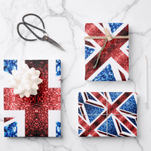 Red White Sparkles UK vlag Verpakkingspapier Inpakpapier Vel