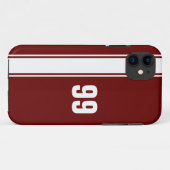 Red & White Stripe Jersey Genummerde iPhone Case (Achterkant (horizontaal))