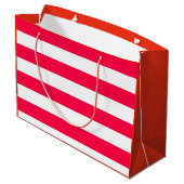 Red White Striped Sjabloon Elegant Groot Cadeauzakje (Achterkant Gekanteld)
