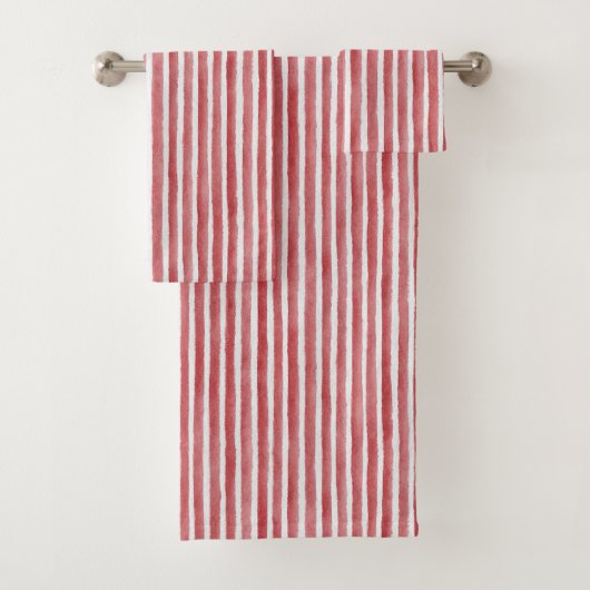 Red White Stripes Bad Handdoek (Insitu)