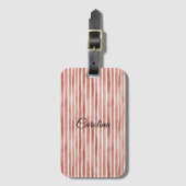 Red White Stripes Christmas Bagagelabel (Voorkant (verticaal))