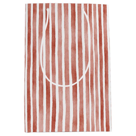 Red White Stripes Christmas Medium Cadeauzakje (Voorkant)
