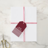 Red White Stripes kerstmis op maat Cadeaulabel (Met Touw)