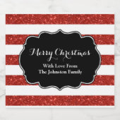 Red White Stripes Noël Custom Bière Étiquette (Étiquettes simples)