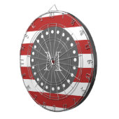 Red White Stripes Pattern, Charcoal Monogram Dartbord (Voorkant Rechts)