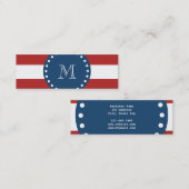 Red White Stripes Pattern, Navy Blue Monogram Mini Visitekaartje (Voorkant / Achterkant)