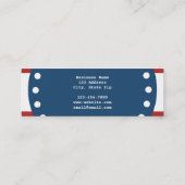 Red White Stripes Pattern, Navy Blue Monogram Mini Visitekaartje (Achterkant)