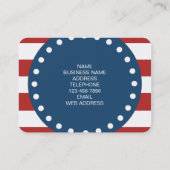 Red White Stripes Pattern, Navy Blue Monogram Visitekaartje (Achterkant)
