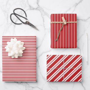 Red White Stripes Simple Holiday Patronen Inpakpapier Vel