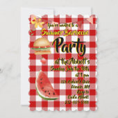 Red & White Summer Party Kaart (Voorkant)