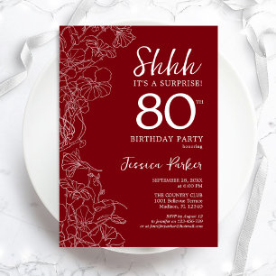 Red White Surprise 80th Birthday Kaart