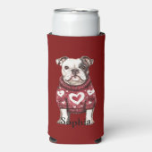Red White Sweater with hearts Bulldog (Seltzer Voorkant)