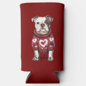 Red White Sweater with hearts Bulldog (Voorkant)