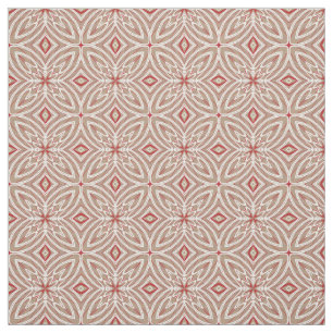 Red White Taupe Retro Nouveau Deco Patroon Stof