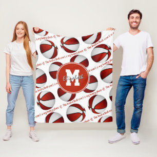 red white The basketball court is mijn gelukkige p Fleece Deken