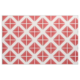 Red White Trendy Triangles Pattern Fabric Stof