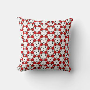Red White Tri Floral Geometric Pattern Cushion Kussen