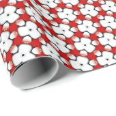 Red White Tri Floral Pattern cadeaupapier (Rol Hoek)